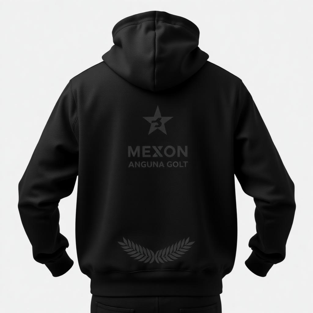 Black hoodie back view with logo placement